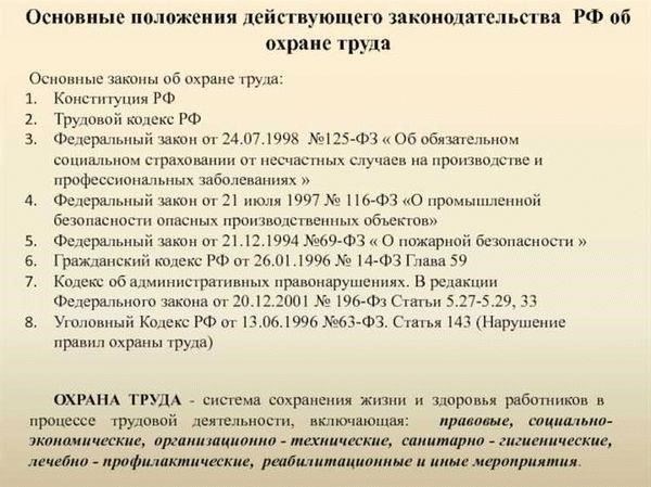 Ключевые положения законодательства