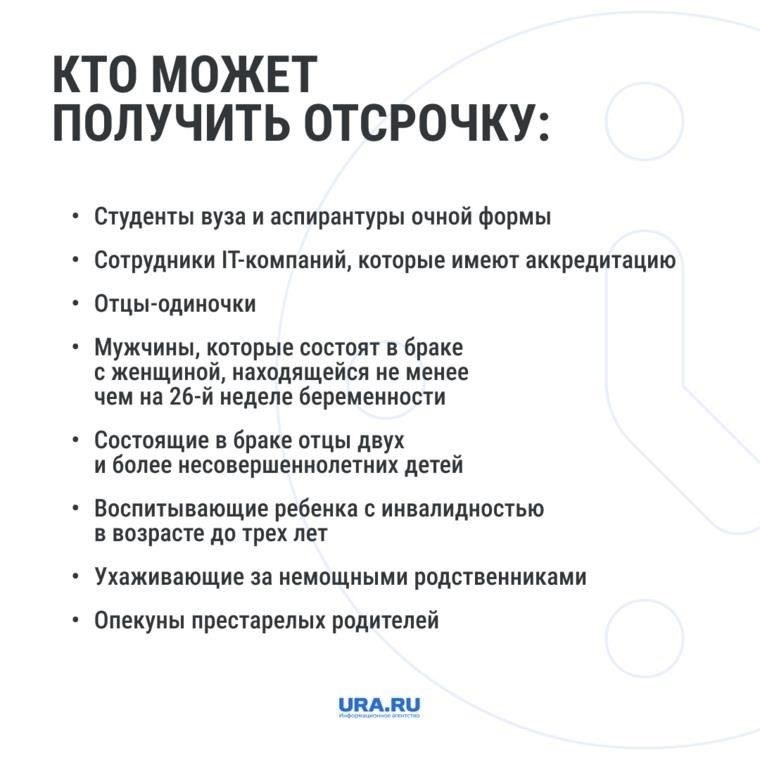 Кто имеет право на освобождение или отсрочку от мобилизации?