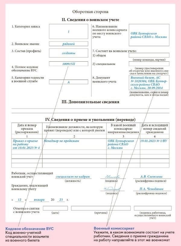 Нажмите на раздел, чтобы открыть конкретные формы и опции, связанные с постановкой на воинский учет.