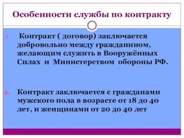 Характеристика службы по контракту Контракт (договор) заключается с жителем, желающим пройти службу,