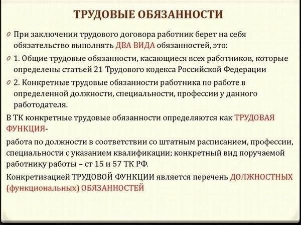 Таблица: Основные обязанности